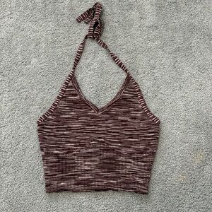 La Hearts Brown Striped Crop Top